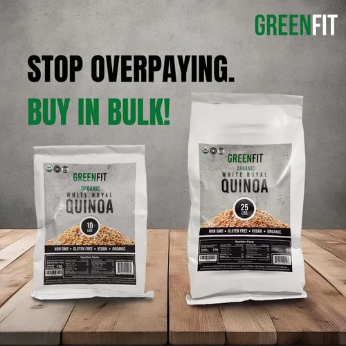 Miniatura 2 de Greenfit Royal - Quinoa blanca orgánica sin OMG, sin gluten, vegana y orgánica, proteína completa, alta fibra, quinua blanca baja en calorías
