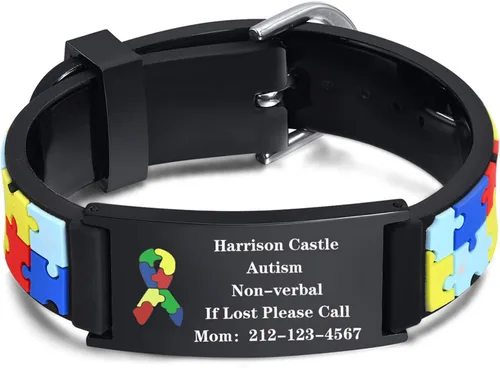 Miniatura 12 de Pulsera de Identificación Médica Personalizada para Niños - Pulsera de Identificación de Silicona Linda para Autismo Alergia Convulsiones