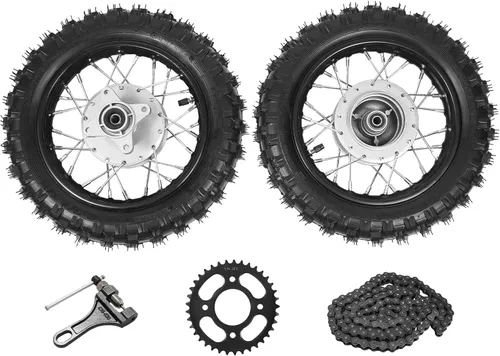Juego de par de ruedas delanteras y traseras para HondaCRF50 XR50 BBR KLX Dirt Bikes 2.50-10, freno de tambor para llantas delanteras y traseras con