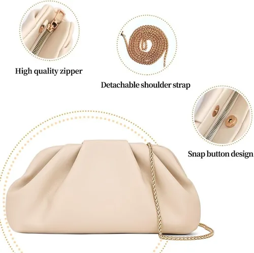 Miniatura 3 de Bolso de mano para mujer, bolso de noche pequeño con cadena de metal extraíble