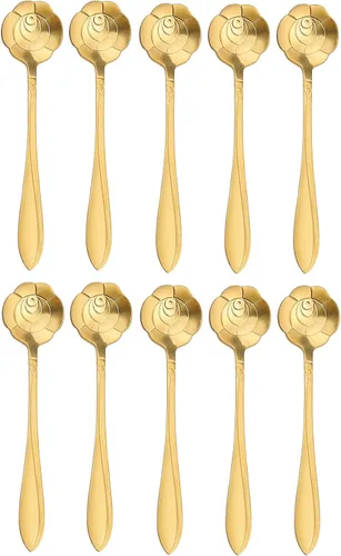Miniatura 2 de Juego de 20 cucharas de café de flores de rosa de acero inoxidable, para postre, azúcar, helado, agitar, té, cucharas de batido para vajilla