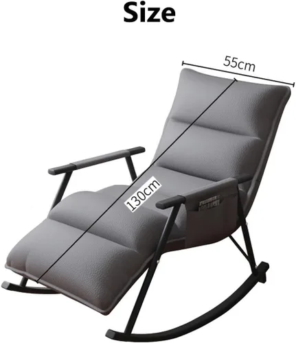 Miniatura 2 de Adjustable Leather Recliner Chair with Footrest Ergonomic Rocking Chair for Living Room Stylish ge Upholstered Lounge Chair with Storage Amarillo