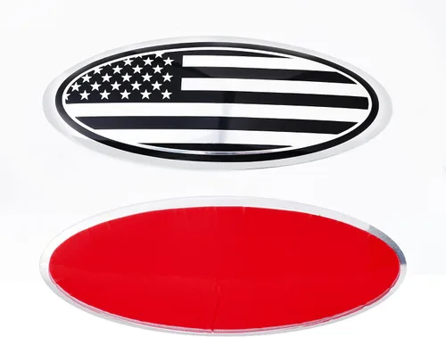 Miniatura 10 de 7.75 pulgadas Emblema de Superposición de Puerta Trasera de Aluminio, Emblema Ovalado de Bandera Negra de América Compatible con Ford Expedition