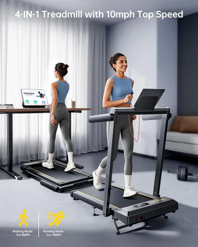Miniatura 11 de TOPUTURE Walking Pad Treadmill with 12% Incline & Handle Bar, Treadmills for Home with Bluetooth Speaker, 4 in 1 Under Desk Treadmill Folding