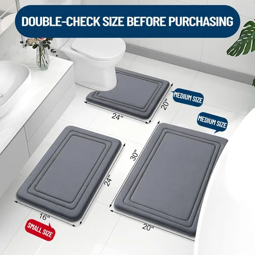 Miniatura 2 de Grandaily Alfombra de baño de espuma viscoelástica de 24 x 16 pulgadas, ultrasuave, antideslizante y absorbente, lavable a máquina, cómoda alfombra