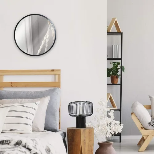Miniatura 2 de HBCY Creations Espejo redondo pequeño, espejo de pared negro de 16 pulgadas para entrada, baño, sala de estar y más, espejo minimalista moderno