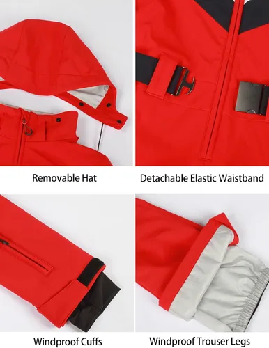 Miniatura 25 de GSOU SNOW Traje de esquí para mujer, traje de nieve delgado de una pieza, chaqueta de nieve, impermeable, resistente al viento, deportes al aire