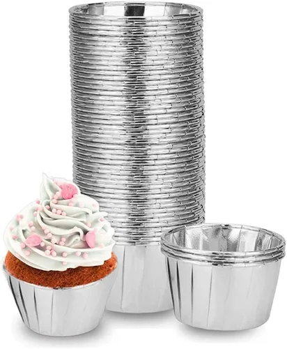 Miniatura 8 de Copas de papel de aluminio para cupcakes, 50 piezas desechables Ramekin MuffinBaking Tazas pequeñas tazas de aluminio para cupcakes Ramekin Holder