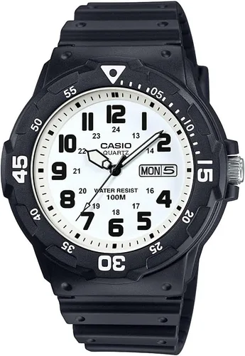 Miniatura 7 de Casio MRW200H Series Unisex Analog Watch 100M WR Stainless Steel Case Resin Band 2 Hand Analog (HR, Min, SEC) Date Display Screw Down