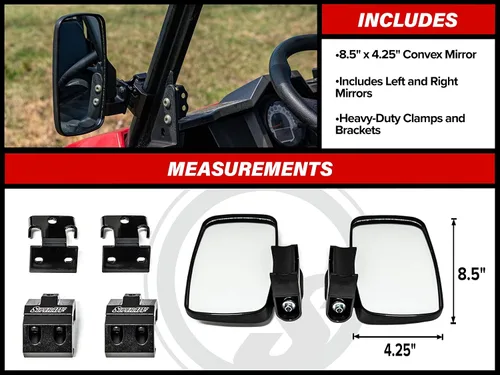 Miniatura 3 de SuperATV Espejos de visión lateral UTV de jaula formada para Can-Am Defender HD 5/8/10/11/MAX (ver accesorio) Incluye espejos izquierdo y derecho