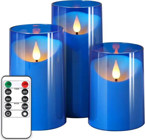 Miniatura 23 de NURADA Velas sin llama con temporizador remoto: vela de pilar LED de mecha 3D que funciona con pilas, juego de velas falsas de acrílico irrompible