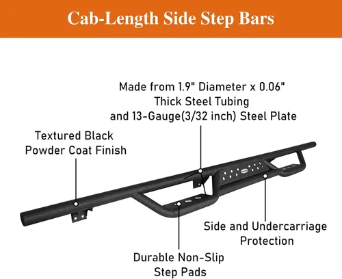 Miniatura 6 de Gladiator - Estribo Nerf Bar lateral compatible con Jeep Gladiator 2020-2026 JT, accesorios todoterreno (se venden como par)