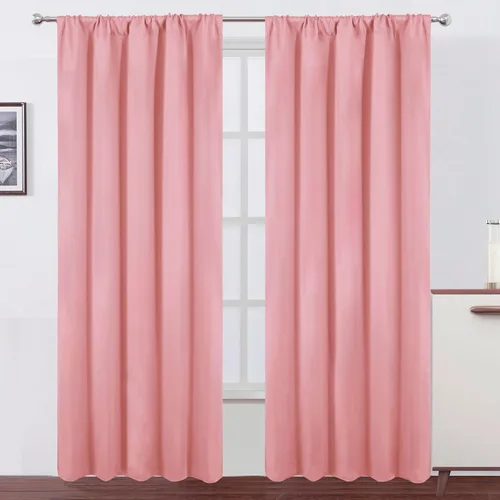 Miniatura 72 de LEMOMO Cortinas opacas negras para cocina, 42 x 45 pulgadas, juego de 2 paneles de cortinas opacas con bolsillo para cortinero para ventana pequeña