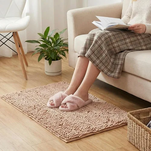 Miniatura 7 de Juego de 6 alfombras de baño de felpilla antideslizantes, alfombras de baño de felpa suave, absorbentes, juego de alfombras de baño peludas