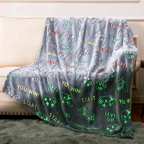 Cloele Manta de juegos que brilla en la oscuridad, regalo de controlador de juegos, juguetes para niños y niños, decoración de habitación de
