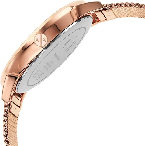 Miniatura 4 de Armani Exchange - Reloj de cuarzo de acero inoxidable con correa de piel para mujer, Malla de acero rosa, Reloj de cuarzo