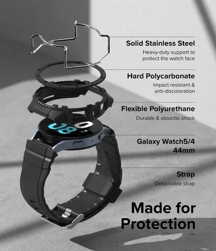 Miniatura 4 de Ringke Fusion-X Guard [correa + funda] compatible con Samsung Galaxy Watch 5/4 de 1.732 in con correa, resistente a los golpes, funda resistente a
