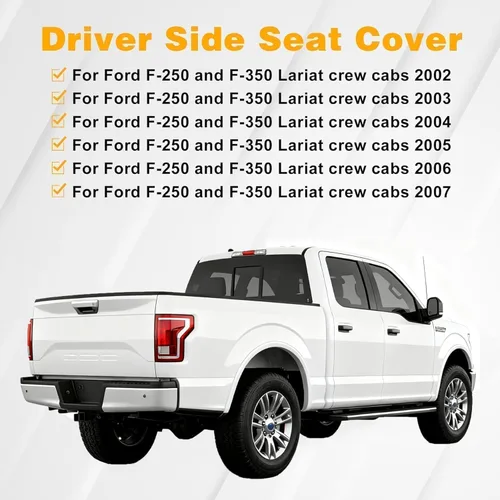 Miniatura 6 de Fundas de asiento inferiores del lado del conductor de cuero de microfibra gris aptas para F250 F350 F450 F550 Super Duty, Lariat XL, FX4 y XLT