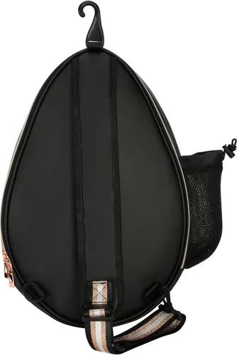 Miniatura 4 de Mochila de Tenis Cruzada de un Hombro de PU Blanco para Niñas, Bolsa de Tenis, Bolsa Bandolera para Raqueta de Tenis para Mujeres, con Portabotellas