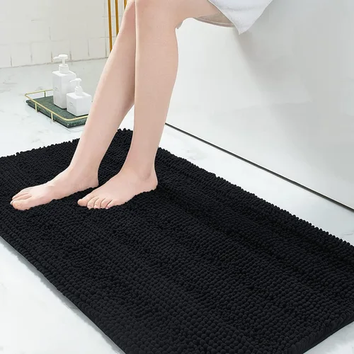 Miniatura 210 de Grandaily Alfombras de baño de felpilla a rayas de 24 x 16 pulgadas, extra gruesas y suaves, absorbentes, parte trasera de goma, alfombra de ducha
