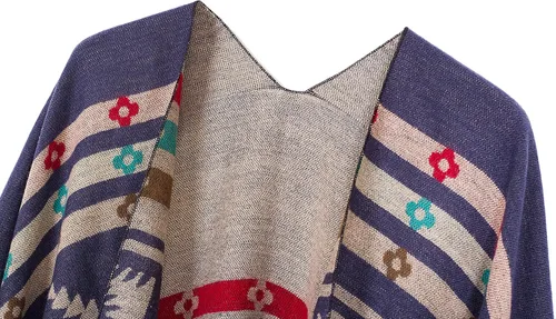 Miniatura 2 de Chales cálidos para mujer, cárdigan con frente abierto, estilo vintage, poncho
