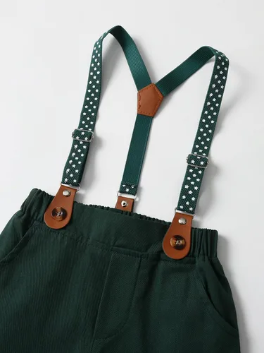 Miniatura 29 de Conjunto de pantalones para bebé, camisa de manga larga + pantalones + corbatín + tirantes, trajes de caballero para niños pequeños