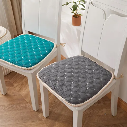 Miniatura 7 de Cojín para silla con lazos para sillas de comedor, almohadillas de espuma viscoelástica texturizadas suaves y cómodas para sillas de cocina con Azul