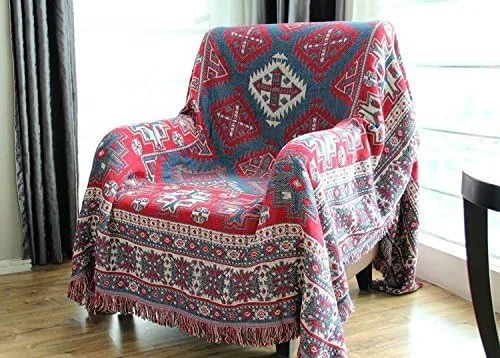 Miniatura 2 de LELVA Manta tejida de hilo bohemio para sofá, manta multiusos (51 x 70 pulgadas)