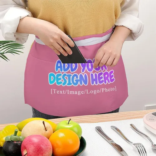 Miniatura 131 de AXKEUDO Delantal personalizado con bolsillos, delantales de cintura para camarera para cocinar en casa, restaurante, servir trabajo
