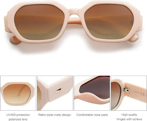Miniatura 4 de SOJOS Gafas de sol polarizadas para mujer, rectángulo, retro, gafas de sol para mujer, gafas de sol estrechas de los años 90, SJ2232