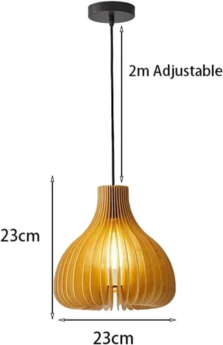 Miniatura 2 de Lámpara colgante de 9.1" Luz Colgante de Techo de Madera Maciza Ajustable Casquillo E27 Decorativa Iluminación Interior para Comedor Cocina Recámara