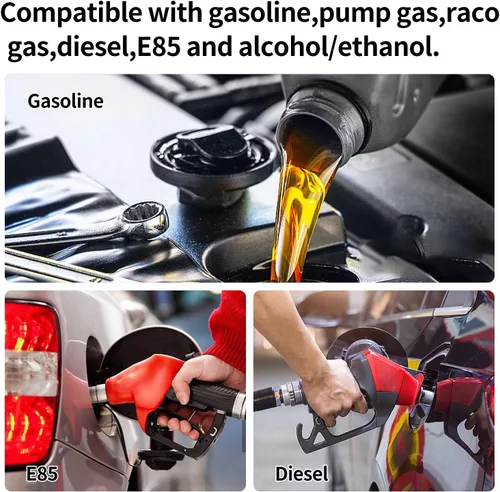 Miniatura 5 de Bomba de combustible eléctrica en línea externa universal de alto flujo 300LPH 12V con abrazadera de soporte de montaje azul Azul con soporte