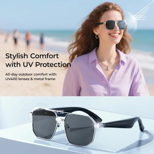 Miniatura 3 de Lentes inteligentes con inteligencia artificial con traducción de más de 100 idiomas, Bluetooth 5.4 con GPT de chat, lentes de filtro de luz azul