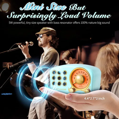 Miniatura 2 de Altavoz Bluetooth retro, radio FM Radio-Greadio vintage con estilo clásico antiguo, fuerte mejora de graves, volumen fuerte, conexión inalámbrica