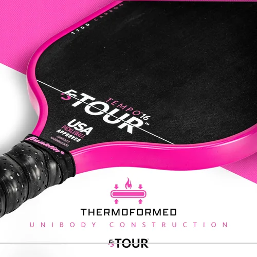 Miniatura 3 de Juego de pala de pickleball profesional Franklin Sports - Pala de fibra de carbono serie FS Tour, cubierta + borrador - 14mm + 16mm Rosado