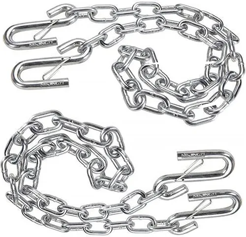 Miniatura 7 de NBJINGYI 2 piezas de 1/4 pulgadas x 54 pulgadas, cadena de seguridad de ganchos de ganso para remolque de bote de grado 30 con sujetadores