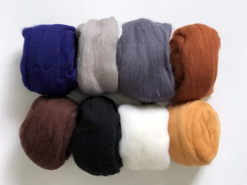 T.F GHG Hilo de lana para fieltro de aguja, juego de 8 colores, 15 G/color, total 4.23 onzas, 100% lana natural, fibra de lana para hilo de fieltro,