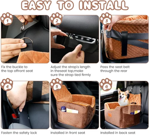 Miniatura 6 de AlfaTok Asiento elevador de espuma viscoelástica para perro con funda extraíble lavable, asiento elevado de automóvil para mascotas, asientos
