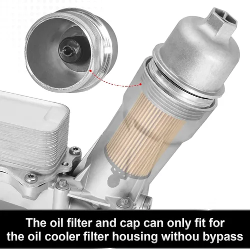 Miniatura 6 de Tapa de carcasa de filtro de aceite de motor de aluminio de mejora con filtro de aceite compatible con Jeep Wrangler Chrysler 200 300 Dodge Charger