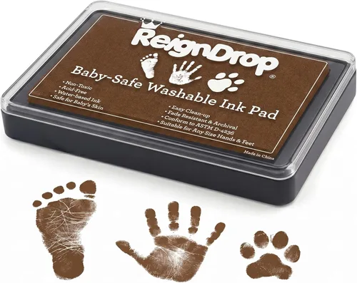 Miniatura 14 de ReignDrop Almohadilla de tinta para huella de bebé y huella de mano - Crea sellos de recuerdo impresionantes y duraderos para bebés y niños. A Azul