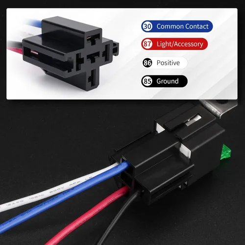 Miniatura 5 de APIELE Relé de 4 pines 12V 40A con fusible de 30A DC SPST con fusible normalmente abierto 1NO, socket de arnés de 14 AWG para automóvil, camión