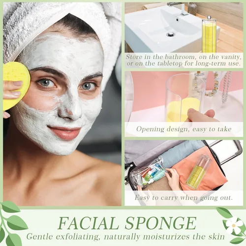 Miniatura 6 de Sieral 120 esponjas faciales comprimidas para mujeres con contenedor, almohadillas desechables para lavar la cara, exfoliante, esteticista, Lemon