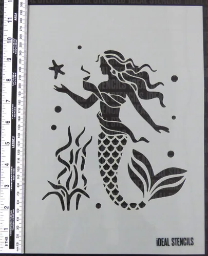 Plantilla de sirena tamaño de hoja 8.3x11.8 in | Decoración del hogar Artesanía | Plantilla de pintura para paredes, telas, muebles, etc