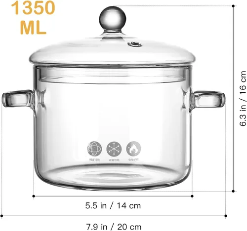 Miniatura 5 de Ollas de vidrio transparente para cocinar en la estufa, olla de cocción de sopa de vidrio con tapa, olla gruesa para cocina, olla grande para servir