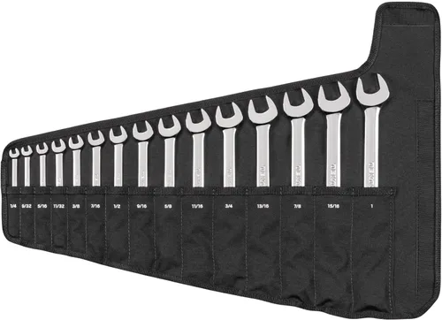 Miniatura 23 de TEKTON Juego de llaves combinadas con estante, 15 piezas (1/4-1 pulg.) WCB92106