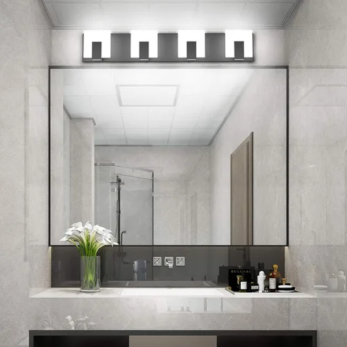 Miniatura 3 de Aipsun - 4 Lámparas de tocador, modernas, de color negro, con luz led arriba y abajo, para colocarlas sobre el espejo del tocador del baño, de 6,000