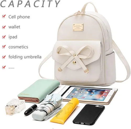 Miniatura 3 de Bonita mochila de piel con lazo para mujer
