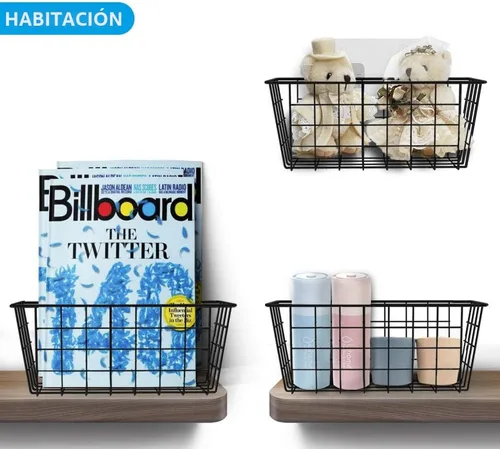 Miniatura 8 de MaraFansie Cestas de cocina colgantes de alambre para almacenamiento sobre el organizador de la puerta del gabinete, cesta adhesiva sin taladrar