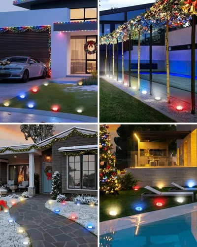 Miniatura 6 de btfarm 16 Pack Solar Lights Outdoor, 8 LED Solar Ground Lights IP65 Waterproof Flat Solar Disc Light, Pathway Lights for Garden Patio Yard Christmas