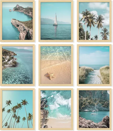97 Decor Decoración artística costera para pared, carteles costeros, cuadros de playa, impresiones de playa en el océano, arte de pared tropical de